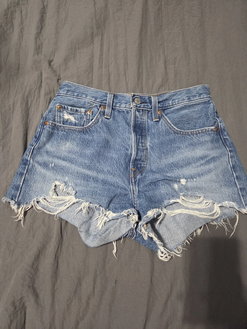 Levi's Distressed Blue Denim Jean Shorts